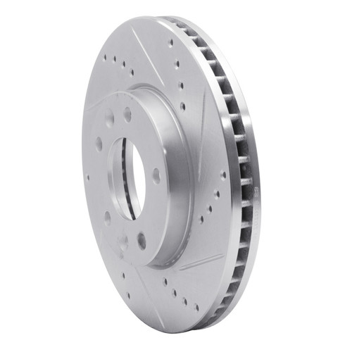 R1 03-05 Kia SEDONA Front Right Drilled & Slotted Silver Brake Rotor