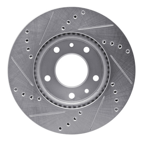 R1 03-05 Kia SEDONA Front Right Drilled & Slotted Silver Brake Rotor