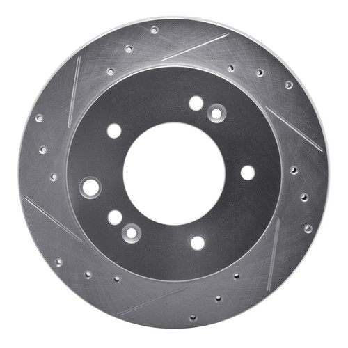 R1 03-06 Kia SORENTO Rear Left Drilled & Slotted Silver Brake Rotor