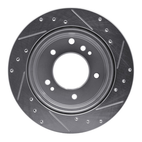 R1 03-06 Kia SORENTO Rear Left Drilled & Slotted Silver Brake Rotor