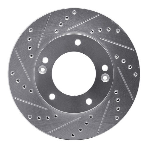 R1 03-06 Kia SORENTO Front Left Drilled & Slotted Silver Brake Rotor