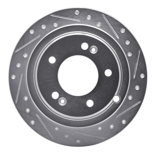 R1 04-06 Kia AMANTI Rear Right Drilled & Slotted Silver Brake Rotor