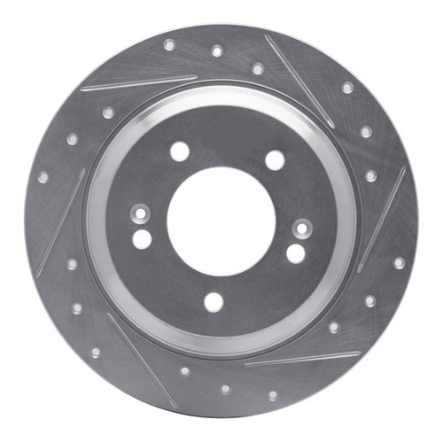 R1 13-25 Hyundai Elantra GT Rear Right Drilled & Slotted Silver Brake Rotor