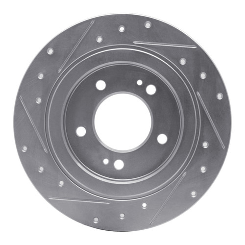 R1 13-25 Hyundai Elantra GT Rear Right Drilled & Slotted Silver Brake Rotor