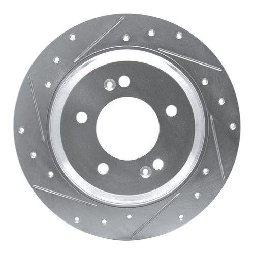 R1 13-25 Hyundai SONATA Rear Left Drilled & Slotted Silver Brake Rotor