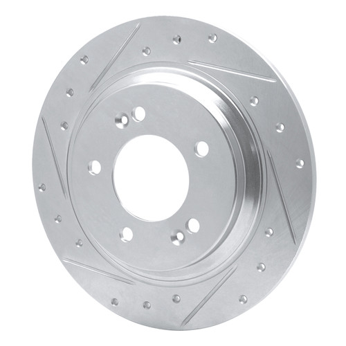 R1 13-25 Hyundai SONATA Rear Left Drilled & Slotted Silver Brake Rotor