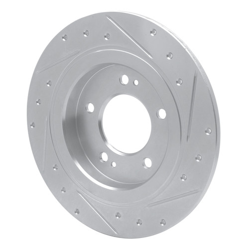 R1 13-25 Hyundai SONATA Rear Left Drilled & Slotted Silver Brake Rotor