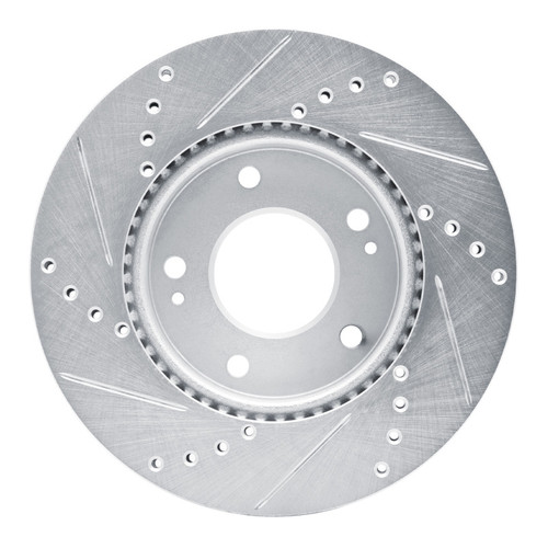 R1 10-11 Kia SOUL Front Right Drilled & Slotted Silver Brake Rotor