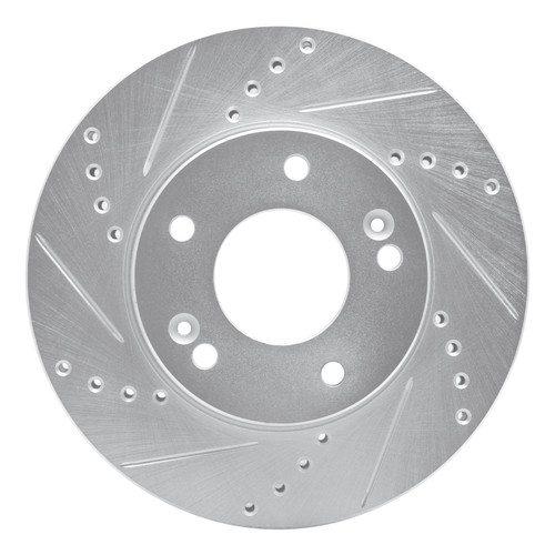R1 10-11 Kia SOUL Front Left Drilled & Slotted Silver Brake Rotor