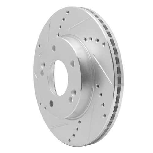 R1 10-11 Kia SOUL Front Left Drilled & Slotted Silver Brake Rotor