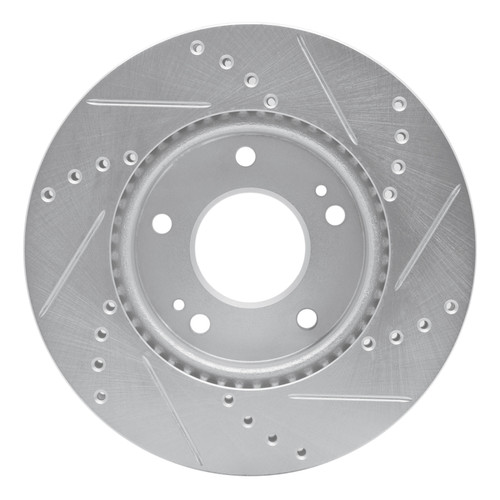 R1 10-11 Kia SOUL Front Left Drilled & Slotted Silver Brake Rotor