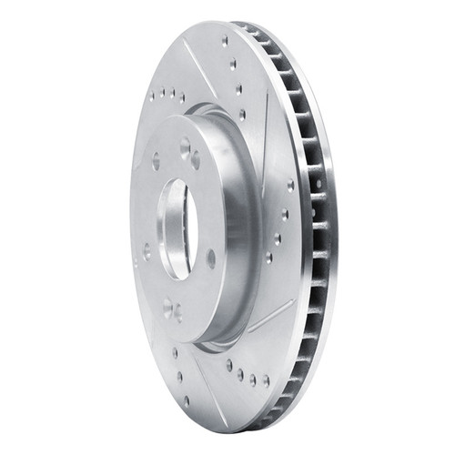 R1 10-13 Kia Forte5 Front Right Drilled & Slotted Silver Brake Rotor