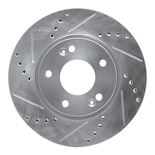 R1 10-13 Kia Forte Koup Front Left Drilled & Slotted Silver Brake Rotor