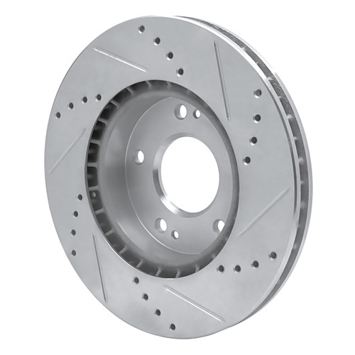 R1 10-13 Kia Forte Koup Front Left Drilled & Slotted Silver Brake Rotor