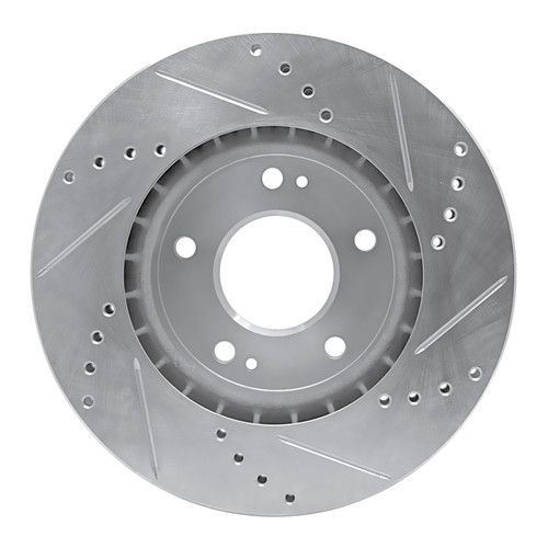 R1 10-13 Kia Forte Koup Front Left Drilled & Slotted Silver Brake Rotor