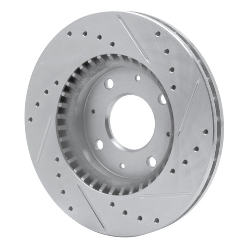 R1 04-09 Kia SPECTRA5 Front Left Drilled & Slotted Silver Brake Rotor