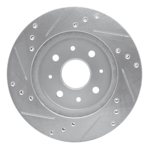 R1 03-05 Kia Rio Front Right Drilled & Slotted Silver Brake Rotor