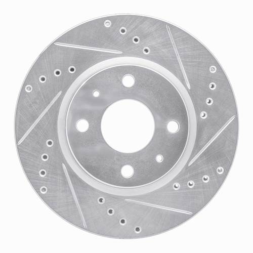 R1 95-97 Kia SEPHIA Rear Right Drilled & Slotted Silver Brake Rotor