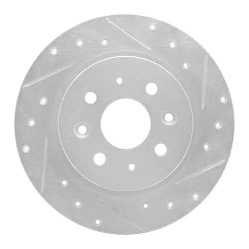 R1 98-03 Kia SEPHIA Rear Right Drilled & Slotted Silver Brake Rotor