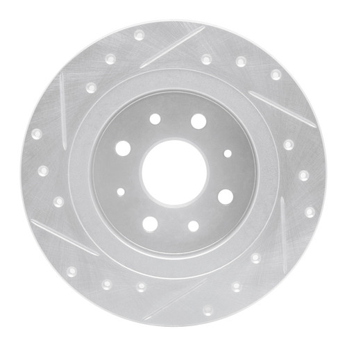 R1 98-03 Kia SEPHIA Rear Right Drilled & Slotted Silver Brake Rotor