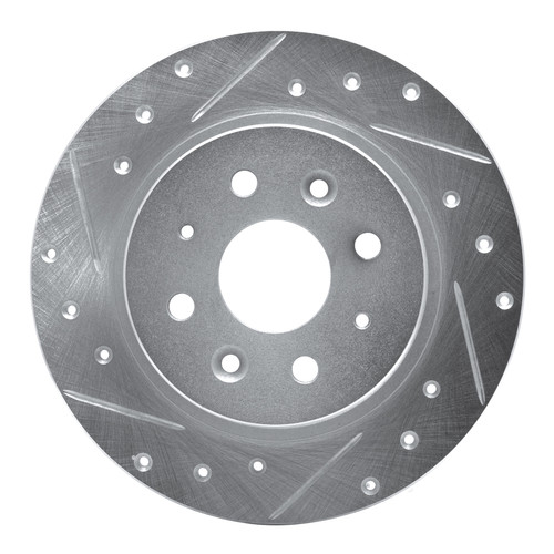 R1 98-03 Kia SEPHIA Rear Left Drilled & Slotted Silver Brake Rotor