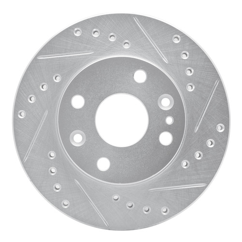 R1 94-02 Ford ASPIRE Front Right Drilled & Slotted Silver Brake Rotor