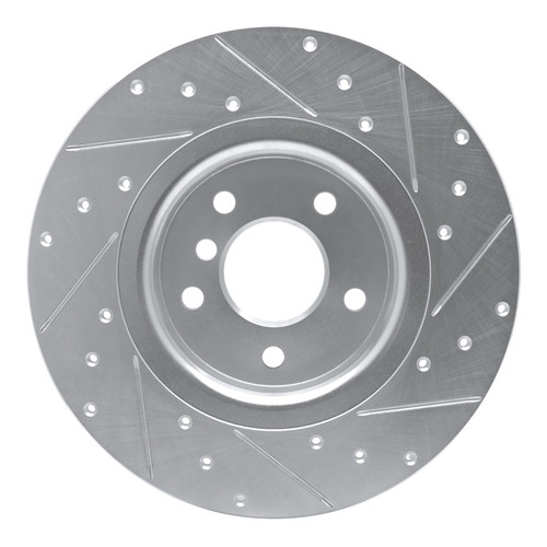R1 17-19 Jaguar XE Rear Left Drilled & Slotted Silver Brake Rotor