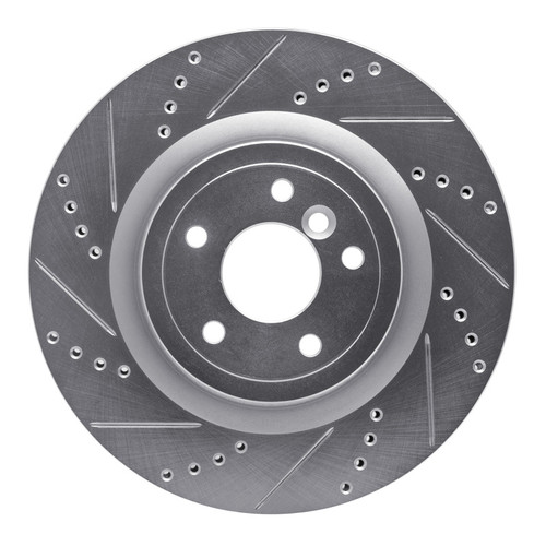 R1 16-24 Jaguar XF Rear Left Drilled & Slotted Silver Brake Rotor