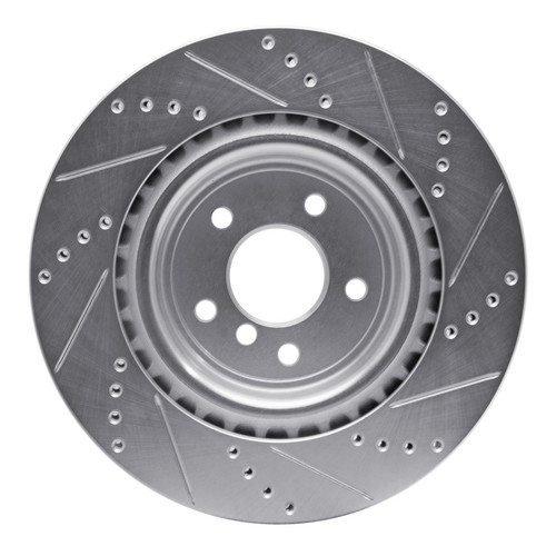 R1 16-24 Jaguar XF Rear Left Drilled & Slotted Silver Brake Rotor