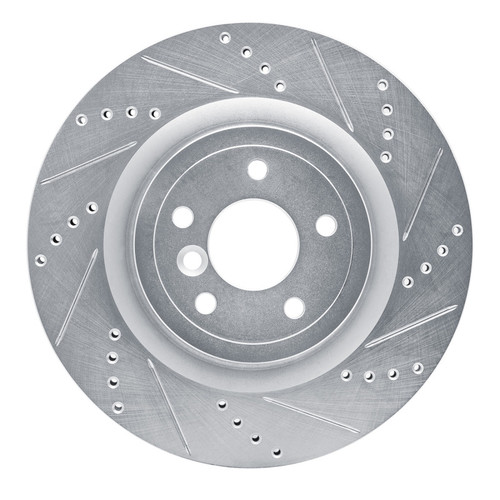 R1 16-24 Jaguar XF Rear Right Drilled & Slotted Silver Brake Rotor