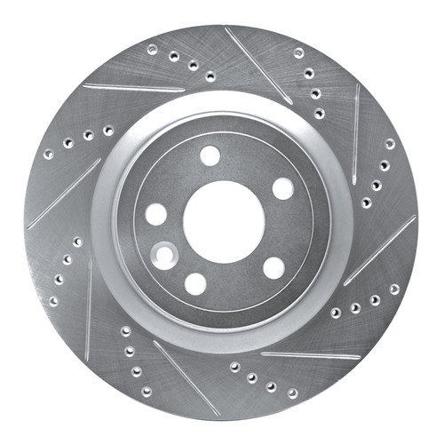 R1 17-20 Jaguar XE Rear Right Drilled & Slotted Silver Brake Rotor