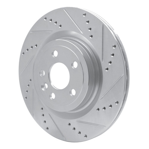 R1 17-20 Jaguar XE Rear Right Drilled & Slotted Silver Brake Rotor