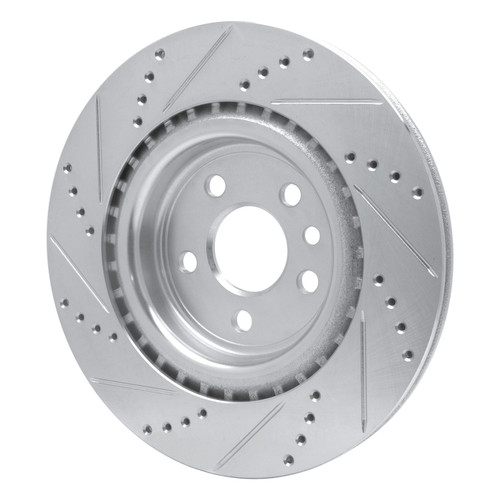 R1 17-20 Jaguar XE Rear Right Drilled & Slotted Silver Brake Rotor