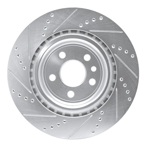 R1 17-20 Jaguar XE Rear Right Drilled & Slotted Silver Brake Rotor