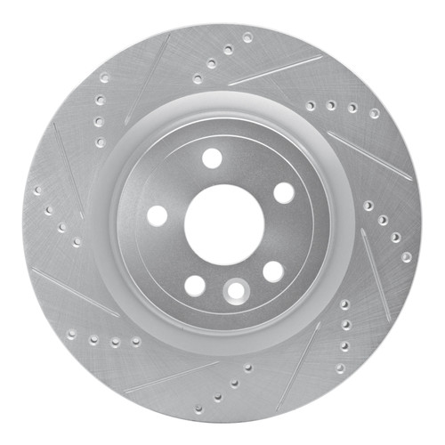 R1 17-20 Jaguar F-Pace Rear Left Drilled & Slotted Silver Brake Rotor