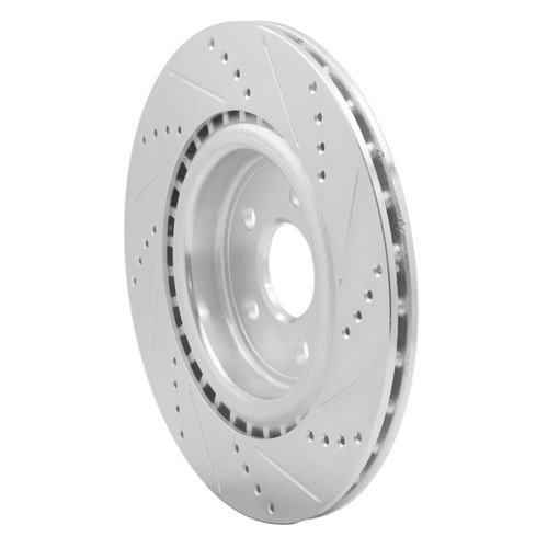 R1 17-20 Jaguar F-Pace Rear Left Drilled & Slotted Silver Brake Rotor
