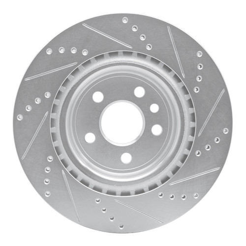 R1 17-20 Jaguar F-Pace Rear Left Drilled & Slotted Silver Brake Rotor