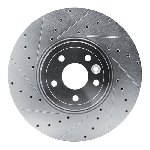 R1 16-24 Jaguar XF Front Left Drilled & Slotted Silver Brake Rotor