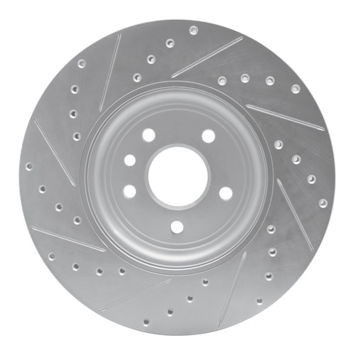 R1 17-20 Jaguar XF Front Right Drilled & Slotted Silver Brake Rotor