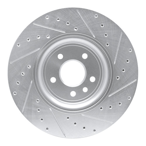 R1 17-20 Jaguar XF Front Left Drilled & Slotted Silver Brake Rotor