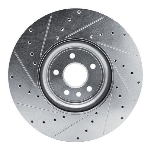 R1 16-24 Jaguar XF Front Right Drilled & Slotted Silver Brake Rotor