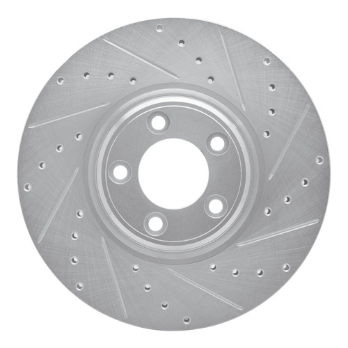 R1 03-05 Jaguar VanDEN PLAS Front Right Drilled & Slotted Silver Brake Rotor