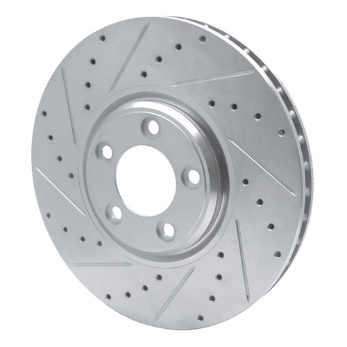 R1 03-05 Jaguar VanDEN PLAS Front Left Drilled & Slotted Silver Brake Rotor