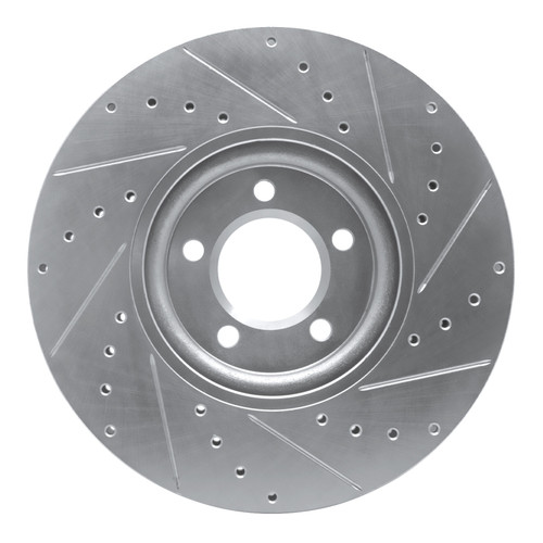 R1 03-05 Jaguar VanDEN PLAS Front Left Drilled & Slotted Silver Brake Rotor