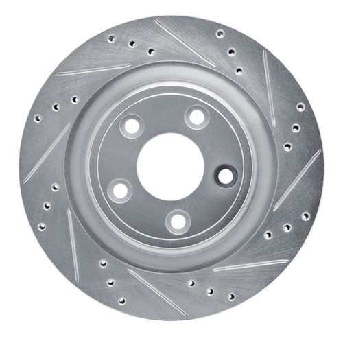 R1 06-08 Jaguar S-Type Rear Right Drilled & Slotted Silver Brake Rotor