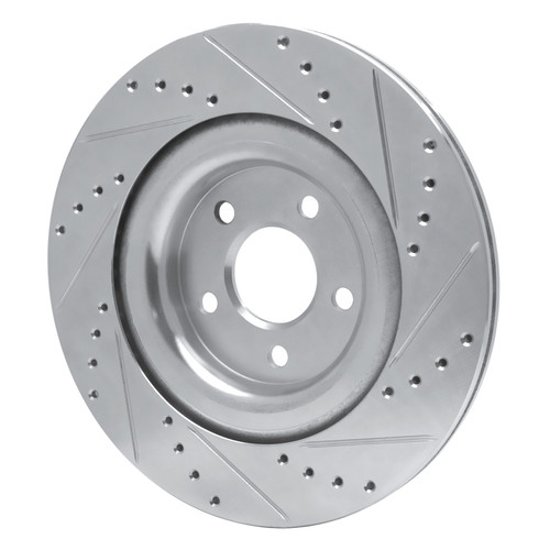 R1 14-21 Jaguar F-Type Rear Left Drilled & Slotted Silver Brake Rotor