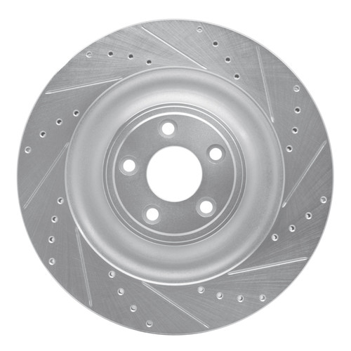 R1 10-24 Jaguar XF Rear Right Drilled & Slotted Silver Brake Rotor