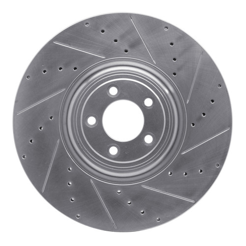 R1 10-24 Jaguar XF Front Right Drilled & Slotted Silver Brake Rotor