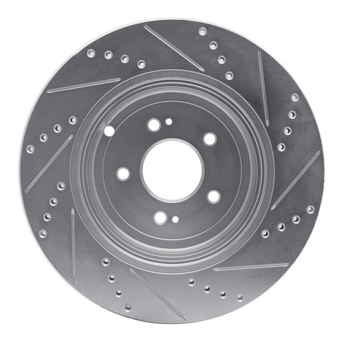 R1 10-24 Jaguar XF Front Right Drilled & Slotted Silver Brake Rotor