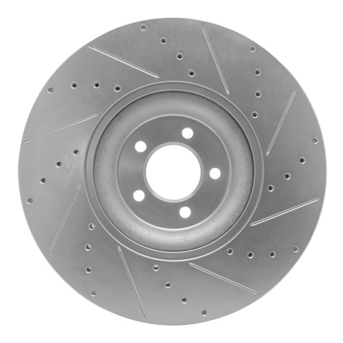 R1 10-24 Jaguar XF Front Left Drilled & Slotted Silver Brake Rotor